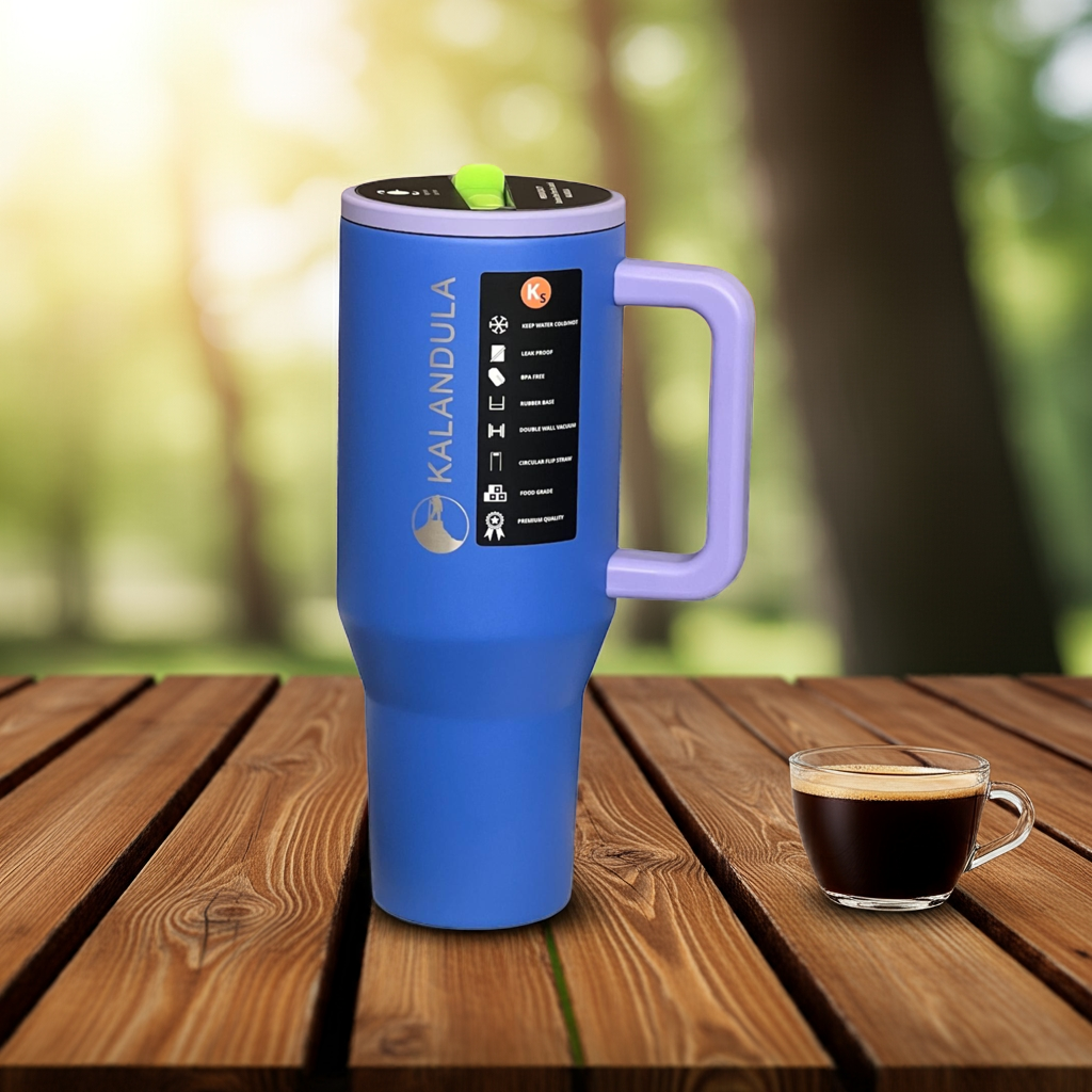 1.2 Kalandula Steel Flip Straw Tumbler 1.2L Leakproof Cup Hot Cold Drinks