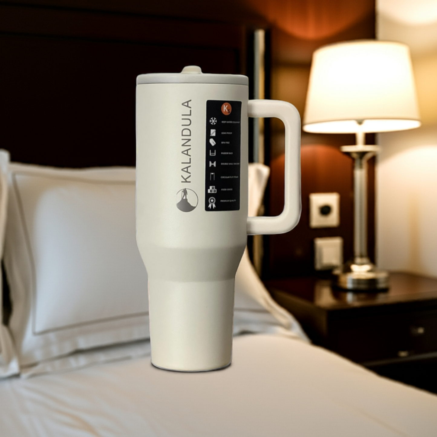 Gobelet à paille rabattable en acier Kalandula 1,2 L, tasse anti-fuite pour boissons chaudes et froides
