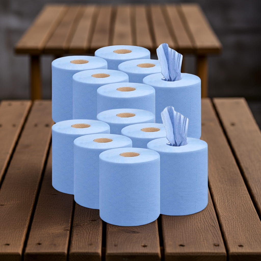 Kalandula Steel 12 pk Strong Absorbent Blue Centrefeed Kitchen Rolls