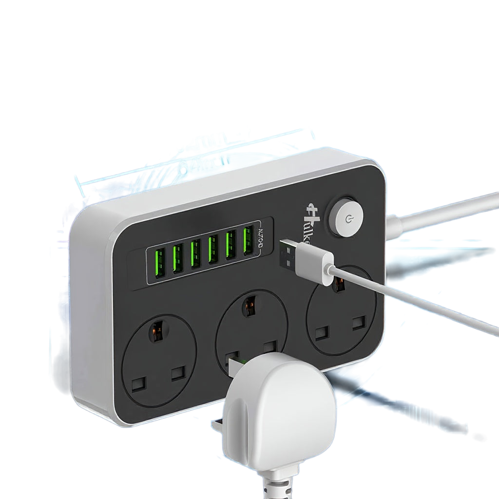 Kalandula Steel  UK Power Strip with 6 USB Ports Fast Charging