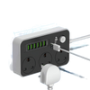 Filtro de linha Kalandula Steel UK com 6 portas USB e carregamento rápido