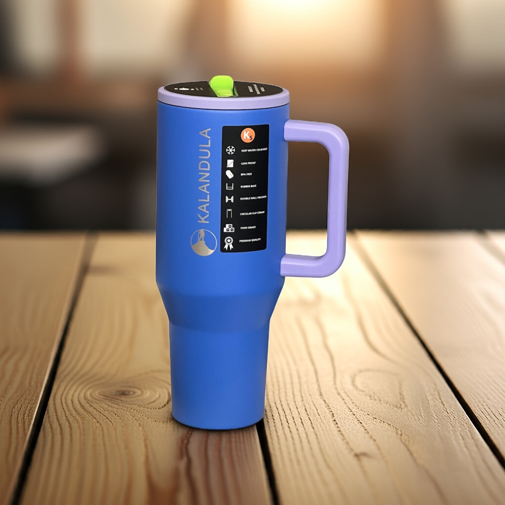 1.2 Kalandula Steel Flip Straw Tumbler 1.2L Leakproof Cup Hot Cold Drinks
