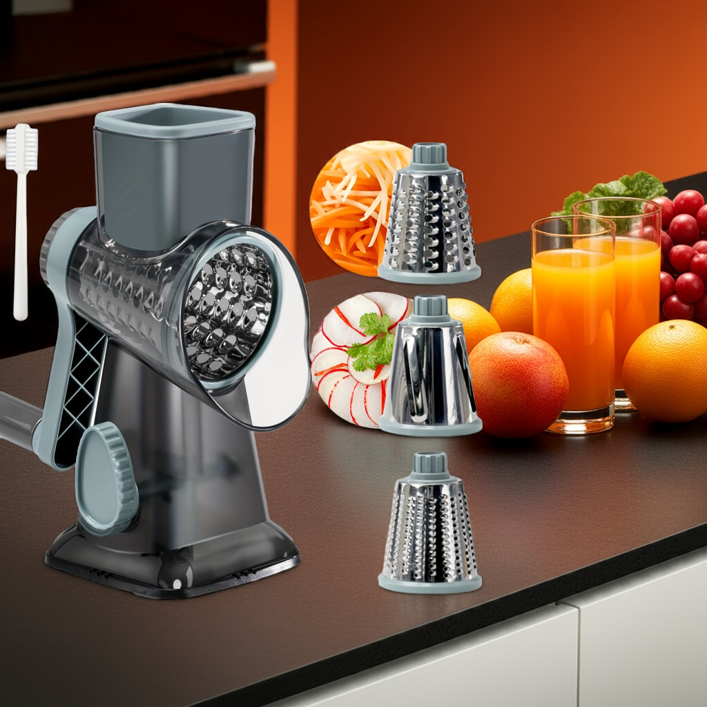 3in1 Rotary Food Slicer Chopper  Grater  MultiFunction Vegetable Shredder for Meal Prep