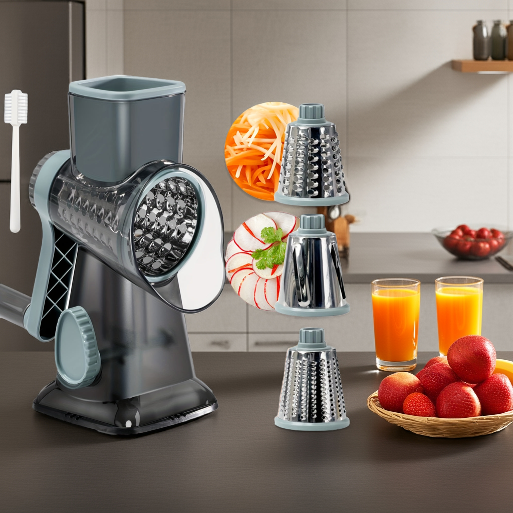 1.3 Kalandula Steel HeavyDuty 3in1 Rotary Food Slicer  Cheese Grater