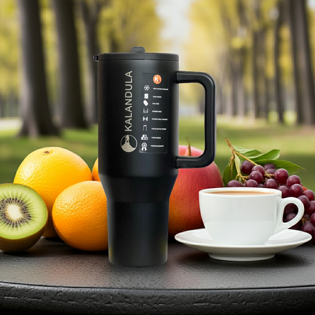 1.2 Kalandula Steel Flip Straw Tumbler 1.2L Leakproof Cup Hot Cold Drinks