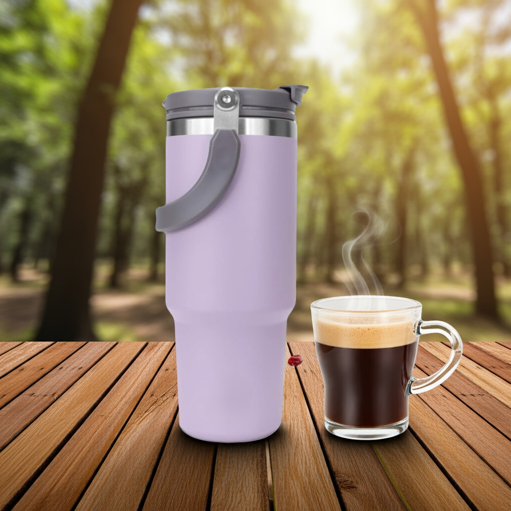 1k Kalandula Steel Flip Straw Tumbler 900ML Leakproof Cup Hot Cold Drinks