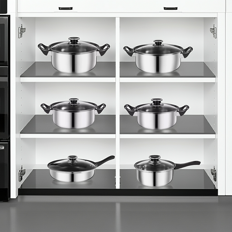Batterie de cuisine en acier inoxydable Kalandula Steel 12 pièces avec couvercles en verre,