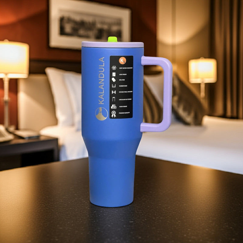 Gobelet à paille rabattable en acier Kalandula 1,2 L, tasse anti-fuite pour boissons chaudes et froides