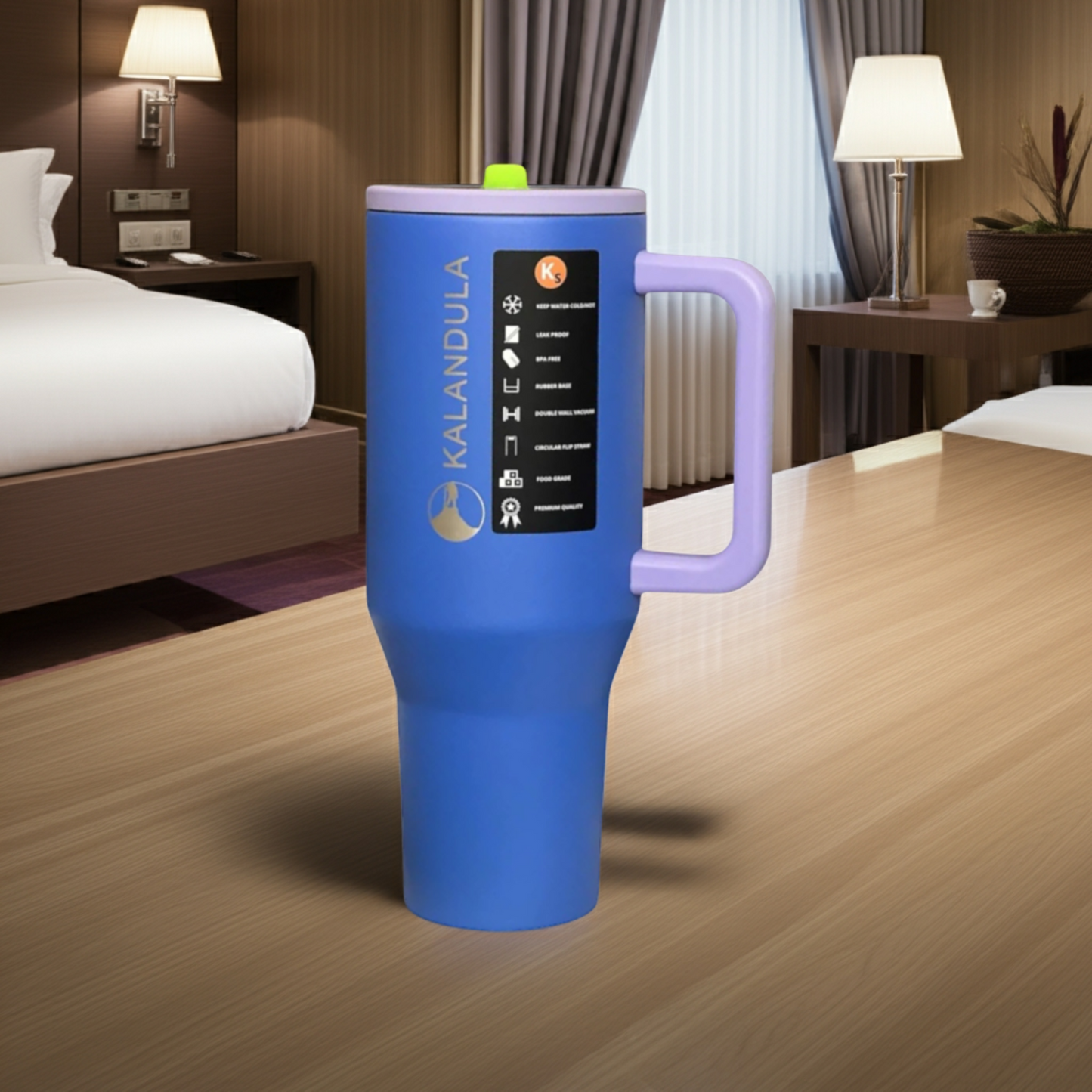 Gobelet à paille rabattable en acier Kalandula 1,2 L, tasse anti-fuite pour boissons chaudes et froides