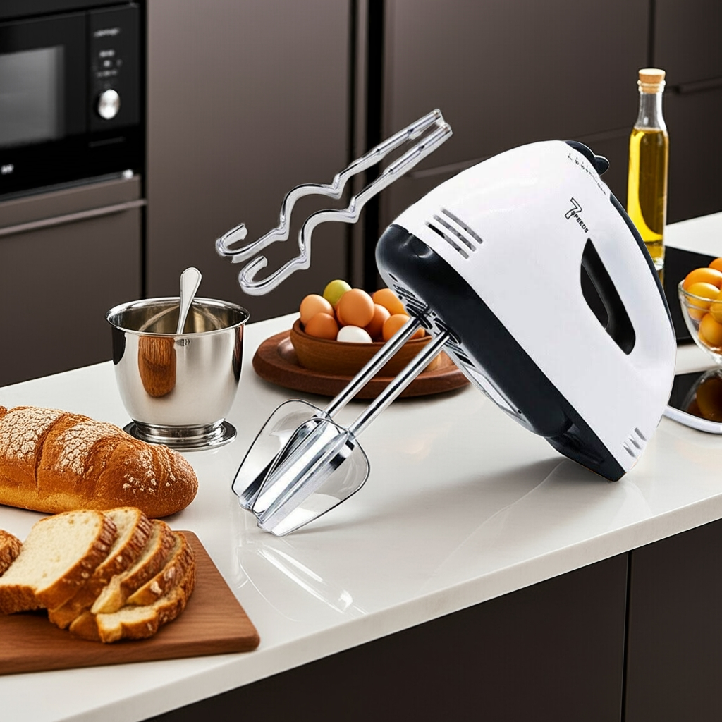 7-Speed Electric Handheld Mixer with attachments for Whisking Mixing