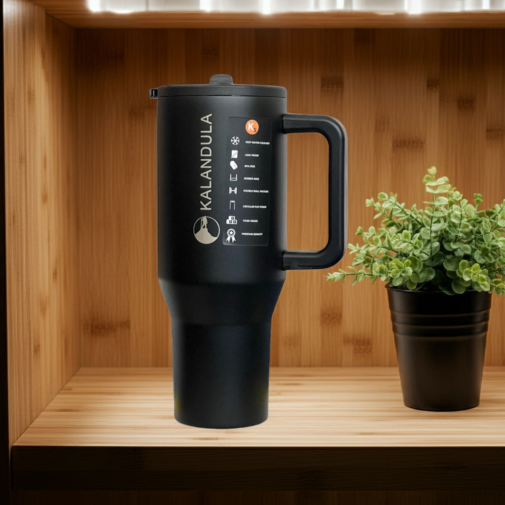 1.2 Kalandula Steel Flip Straw Tumbler 1.2L Leakproof Cup Hot Cold Drinks