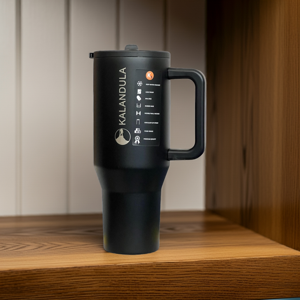 1.2 Kalandula Steel Flip Straw Tumbler 1.2L Leakproof Cup Hot Cold Drinks