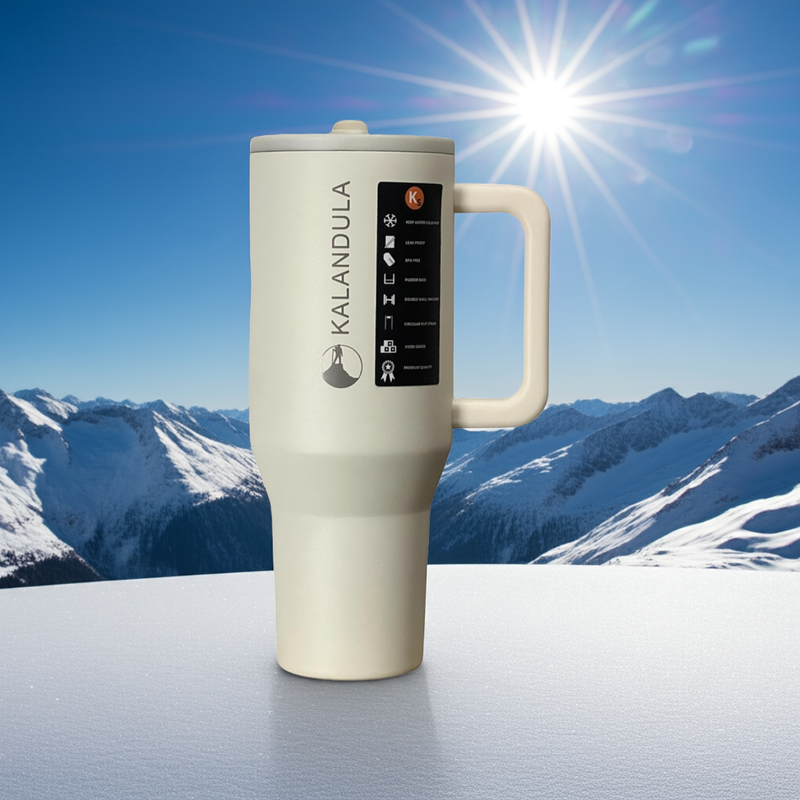 Gobelet à paille rabattable en acier Kalandula 1,2 L, tasse anti-fuite pour boissons chaudes et froides