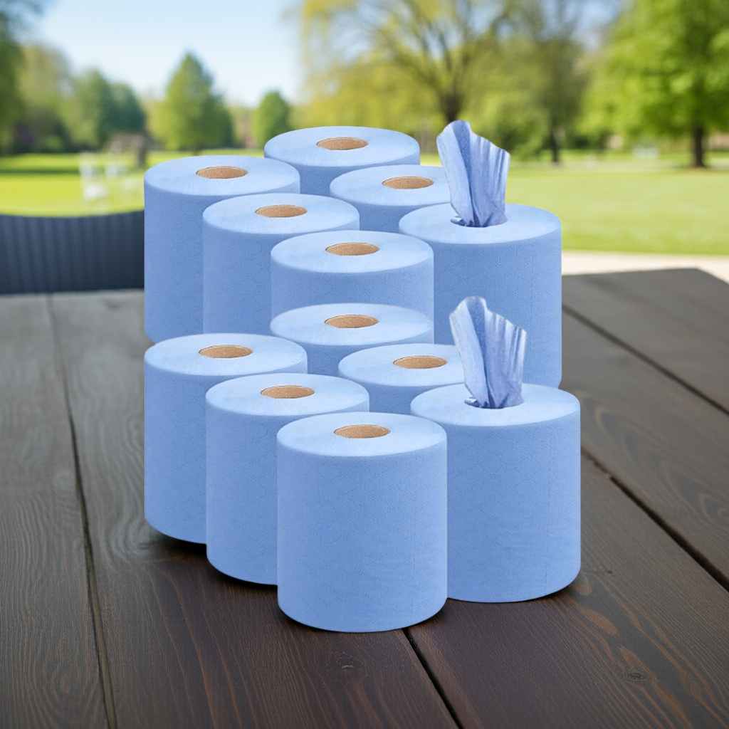 Kalandula Steel 12 pk Strong Absorbent Blue Centrefeed Kitchen Rolls