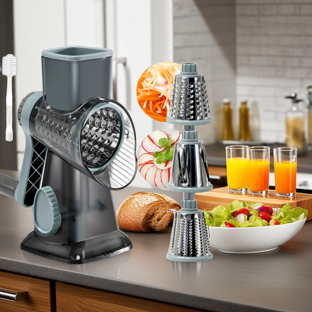 1.3 Kalandula Steel HeavyDuty 3in1 Rotary Food Slicer  Cheese Grater