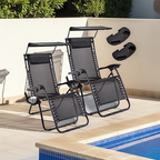 2 Reclining Sun loungers Zero Gravity Chair with Canopy