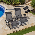 2 Reclining Sun loungers Zero Gravity Chair with Canopy