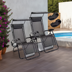2 Reclining Sun loungers Zero Gravity Chair with Canopy