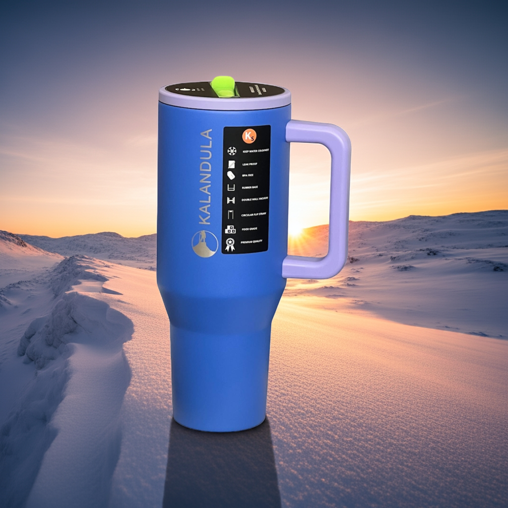 A Kalandula Steel Flip Straw Tumbler 1.2L Leakproof Cup Hot Cold Drinks