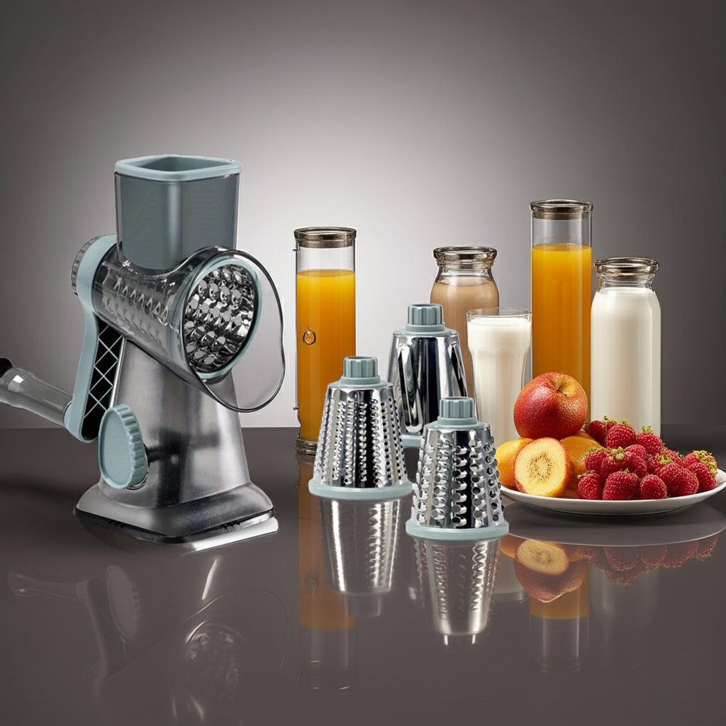1.3 Kalandula Steel HeavyDuty 3in1 Rotary Food Slicer  Cheese Grater