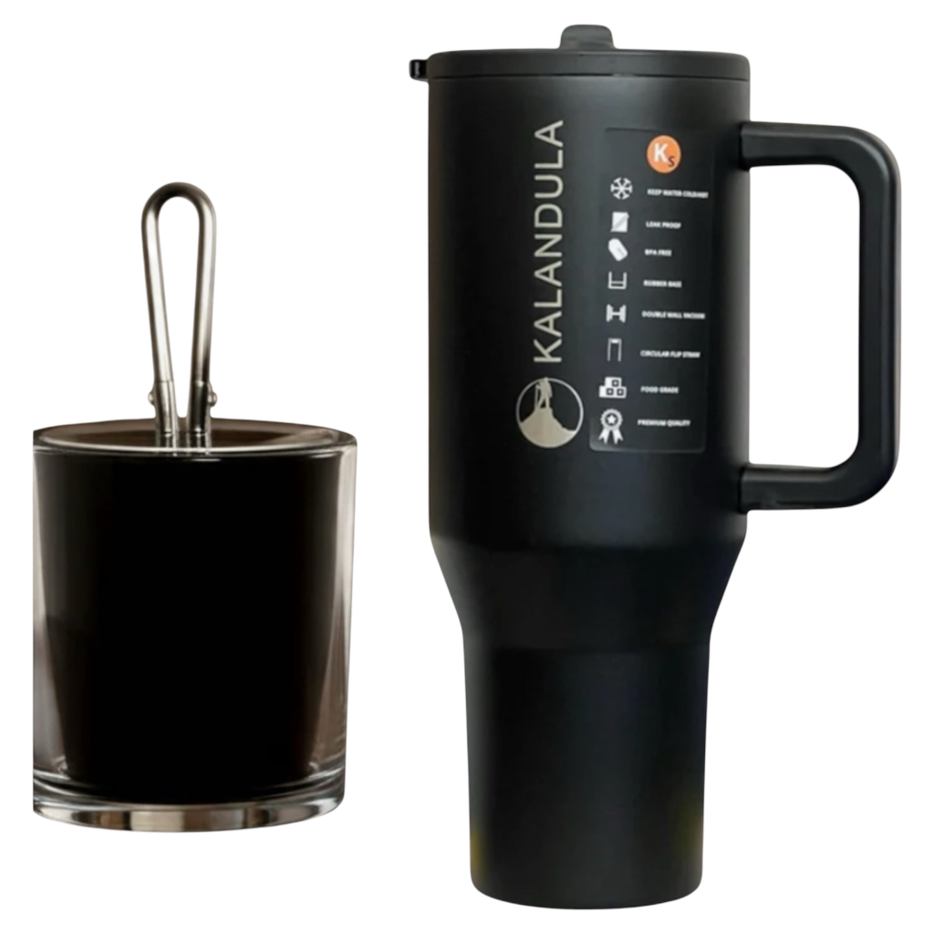 1.2 Kalandula Steel Flip Straw Tumbler 1.2L Leakproof Cup Hot Cold Drinks