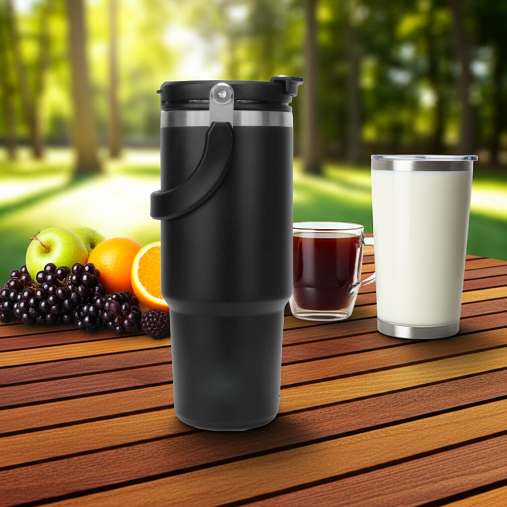 1k Kalandula Steel Flip Straw Tumbler 900ML Leakproof Cup Hot Cold Drinks