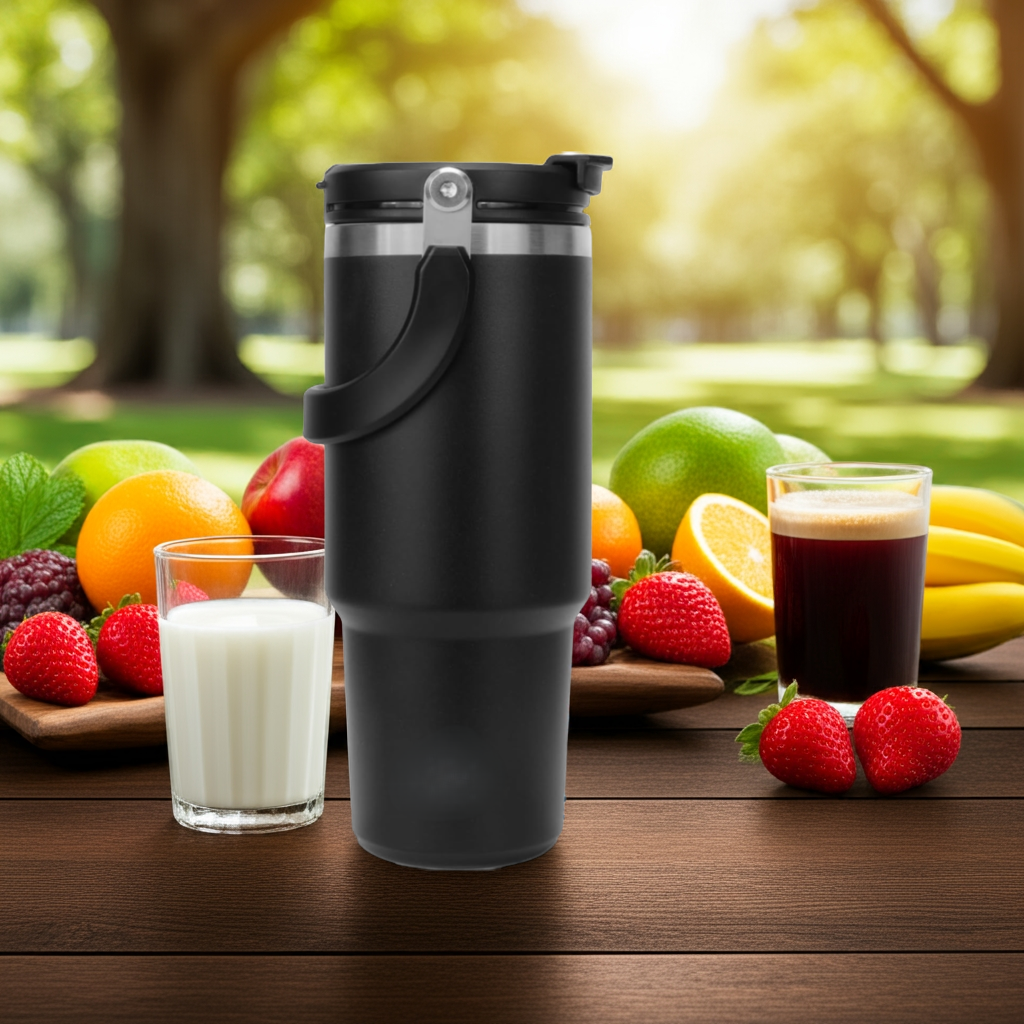 1k Kalandula Steel Flip Straw Tumbler 900ML Leakproof Cup Hot Cold Drinks