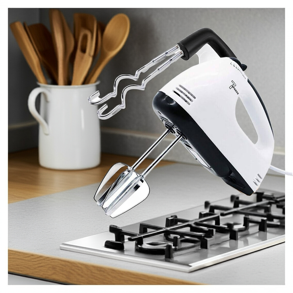 7-Speed Electric Handheld Mixer with attachments for Whisking Mixing