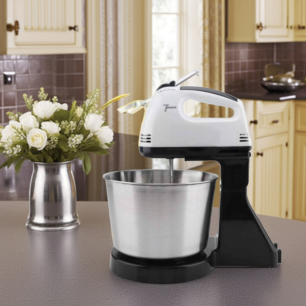 7-Speed Electric Handheld Mixer with attachments for Whisking Mixing
