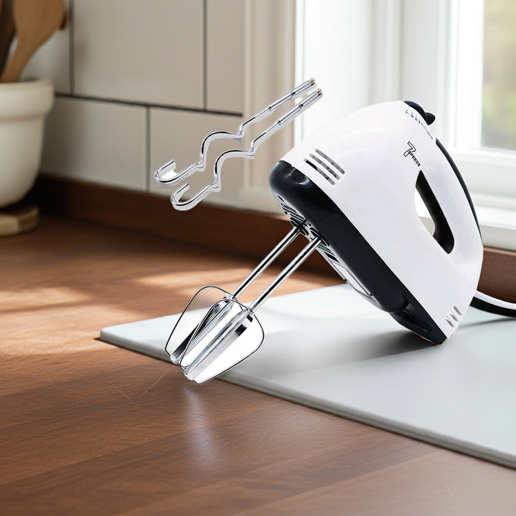 7-Speed Electric Handheld Mixer with attachments for Whisking Mixing
