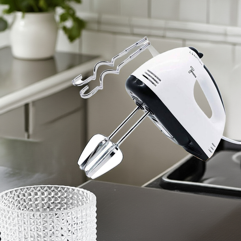 7-Speed Electric Handheld Mixer with attachments for Whisking Mixing