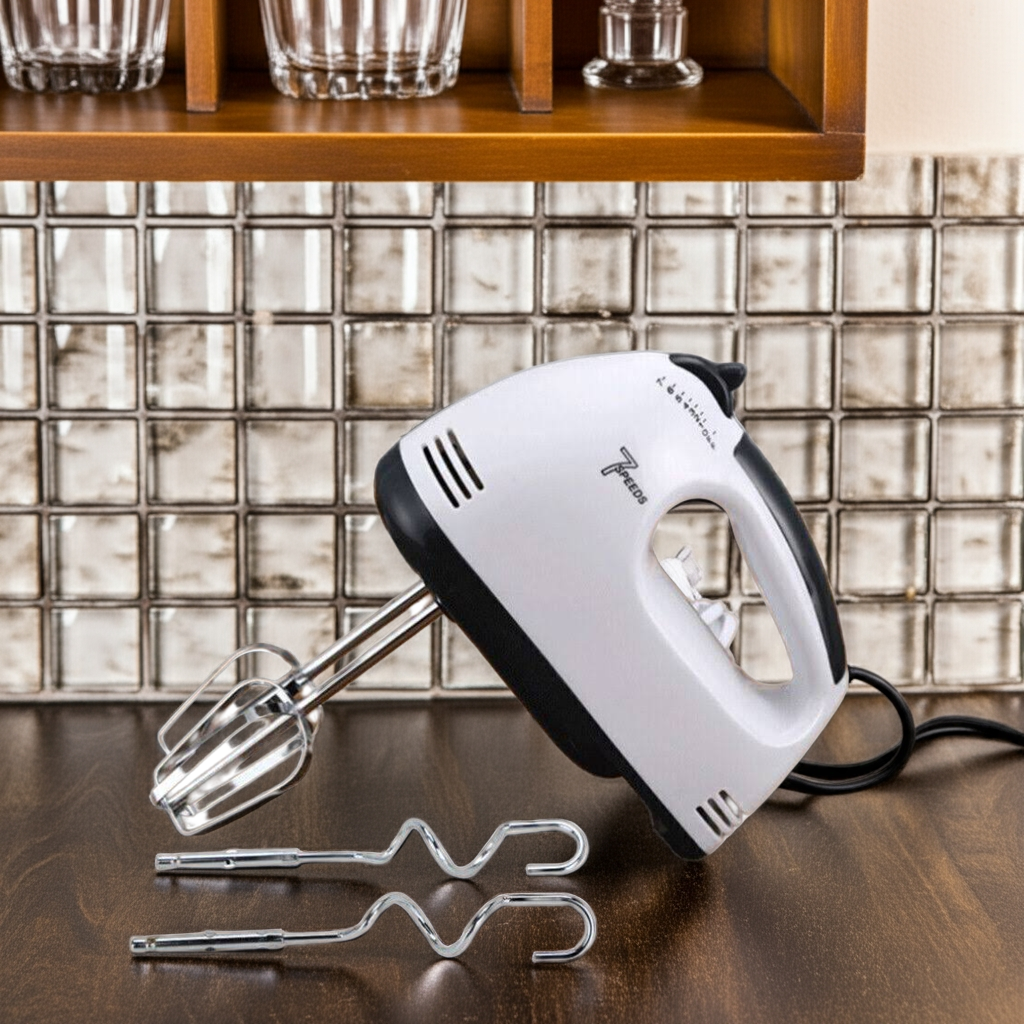 7-Speed Electric Handheld Mixer with attachments for Whisking Mixing