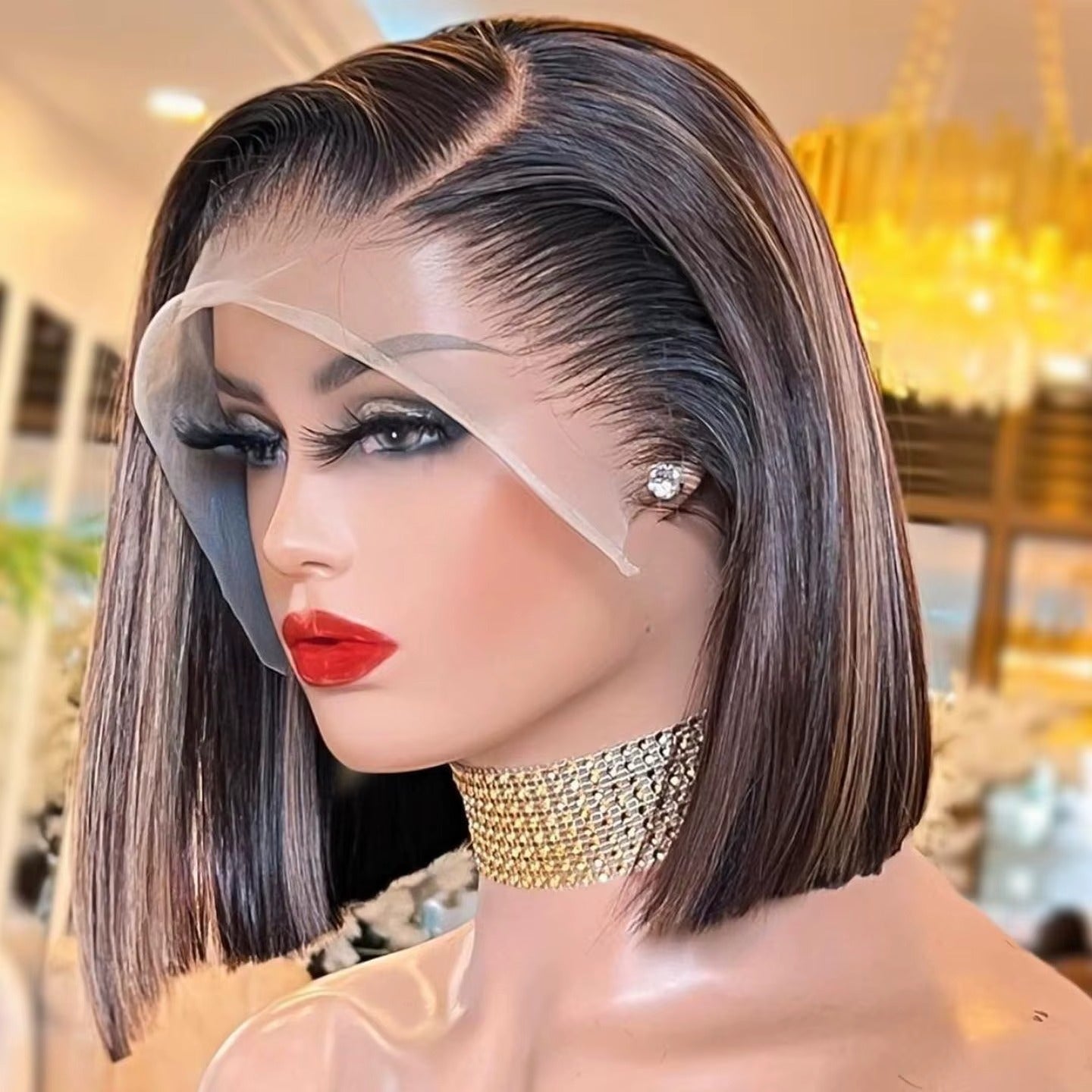 Kalandula steel Lace Front Bob Wigs Human Hair 13x4 HD