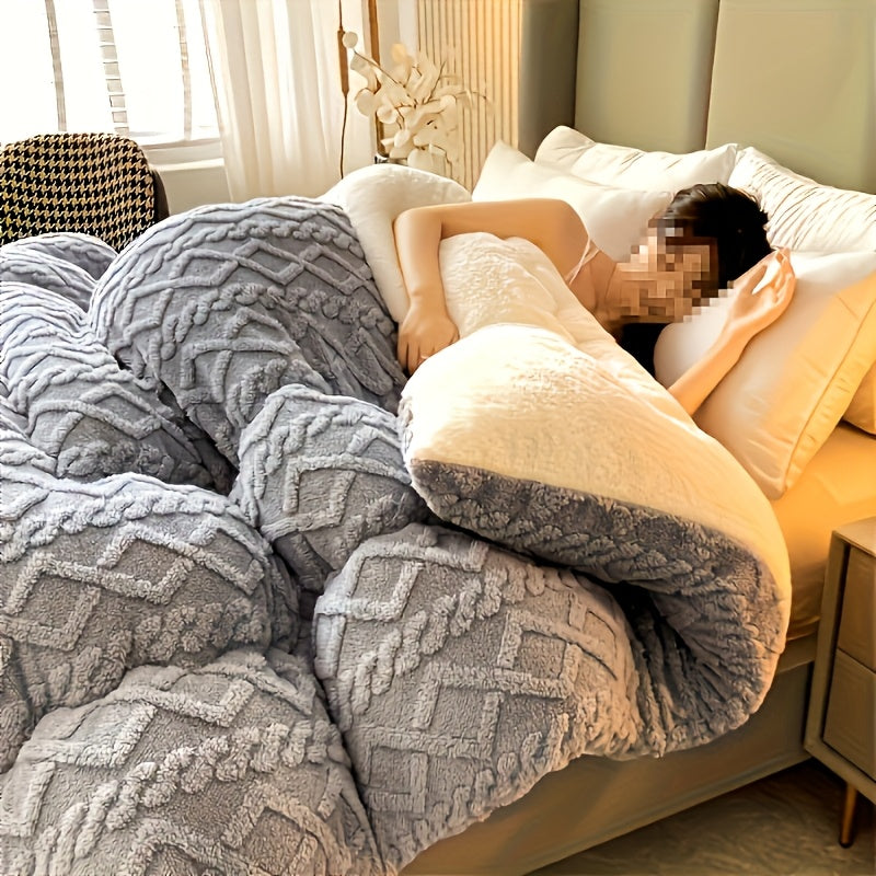 Warm Winter Plush Fleece Blanket Soft Quilted Luxury Thick Quilted Bedspread NonFading AllSeason Comfort Machine Washable Suitable for Bedroom Guest Room Hotel Living Room  Pillow and Pillowcase Not Included
