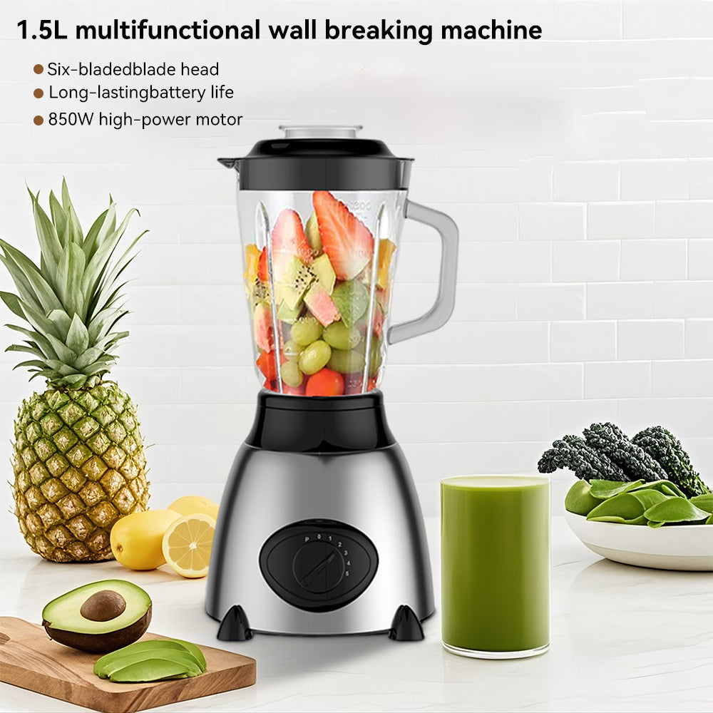 850W HighSpeed Blender 15L Large Capacity Dual Blade Five Speed Settings Home MultiFunction Smoothie Maker  Grinder Black Supports Crushing Ice  Soy Milk  Baby Food