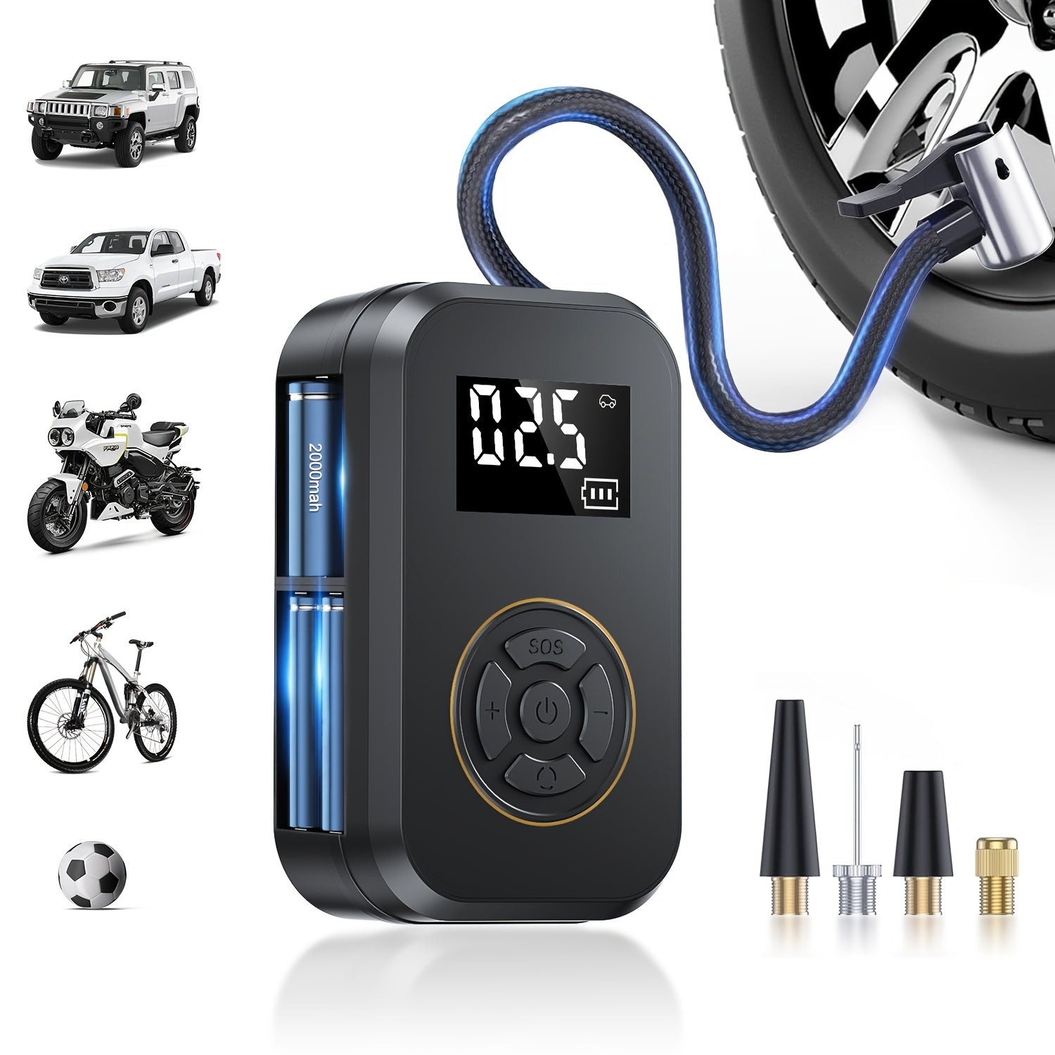 Kalandula steel echargeable Portable Air Compressor for Car Bike Motorcycle Ball  