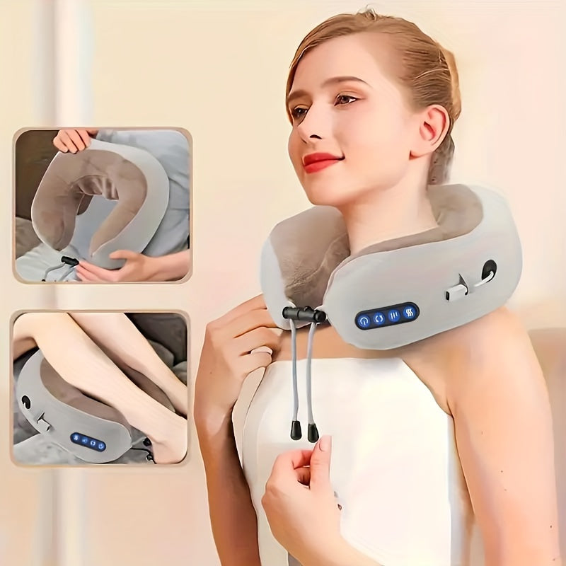UShaped Electric Massage Pillow  USB Rechargeable Neck Support for Travel  Home