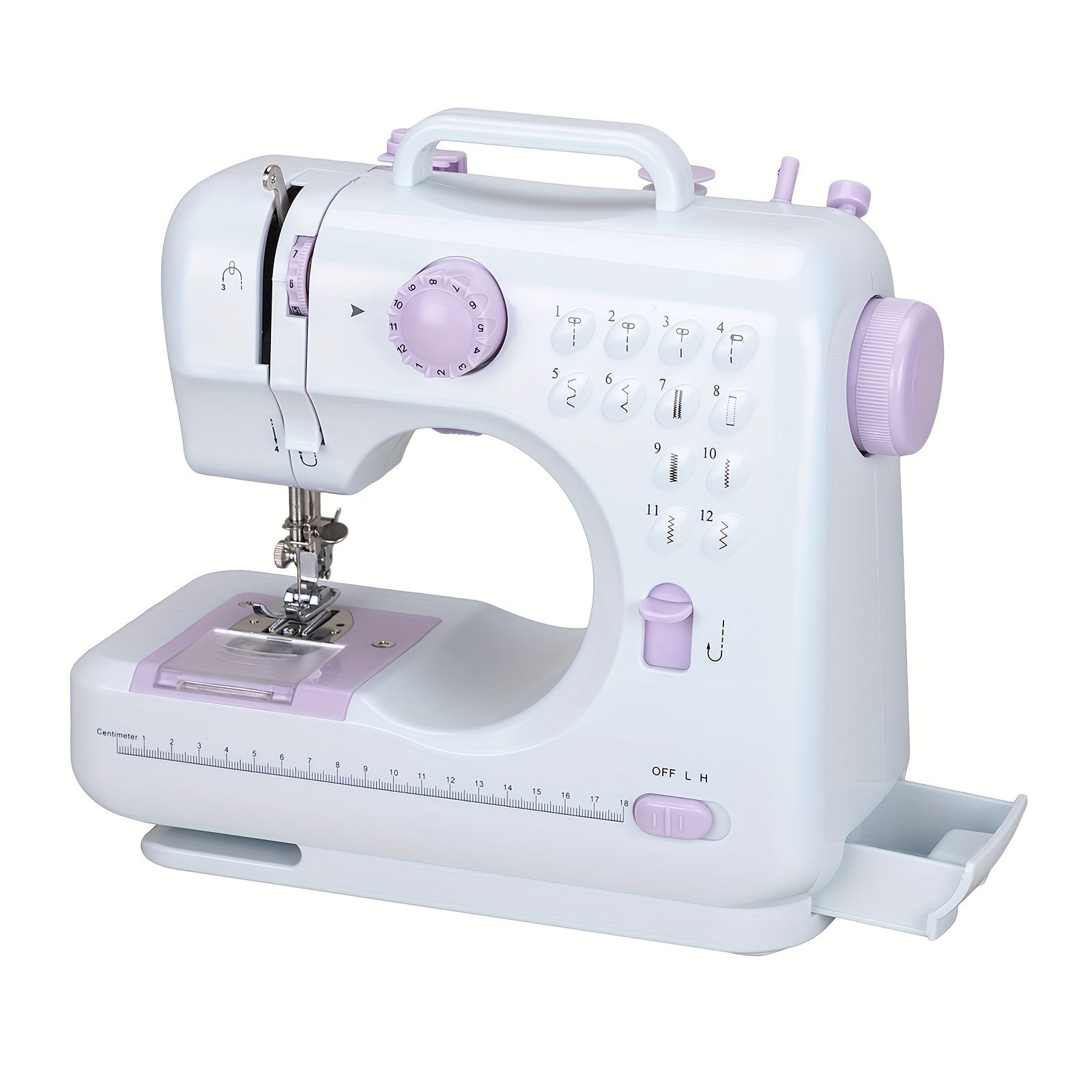 Compact Electric Sewing Machine with 12 Stitches  Mini Overlock Mending Machine for Home Crafting  Repairs Includes Presser Foot  Pedal White UK Plug 110240V Lightweight  Easy to Use Sewing Machine Mini