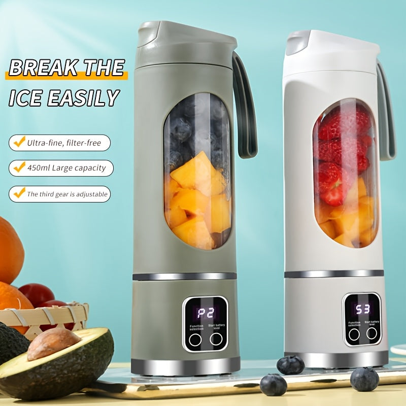 Portable 1522 oz USB Rechargeable Blender  Juicer  Compact Fresh Fruit Smoothie Maker Instantly Nutritious Ideal for Cold Drinks Camping  Dining Large Capacity 450ml Adjustable Gear UltraFine FilterFree Camping Essentials  Modern Kitchen Ga