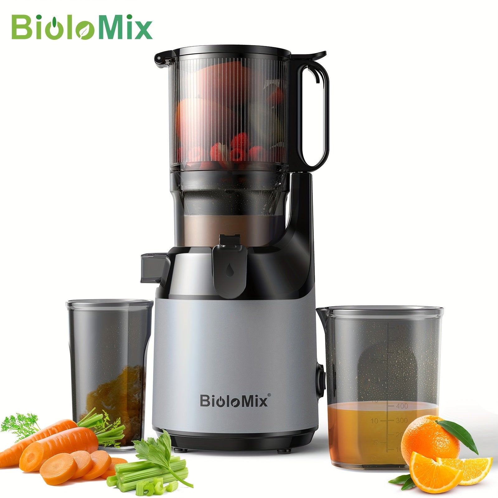 BioloMix 250W Slow Masticating Juicer Machine with 130mm Extra Large Feed Chute