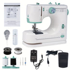 Portable Mini Sewing Machine with Foot Pedal for Adults  12 Stitch Functions EasytoUse Household Sewing Tool Ideal for Beginners  Enthusiasts UK Plug White  Teal Design Sewing Machine Accessories