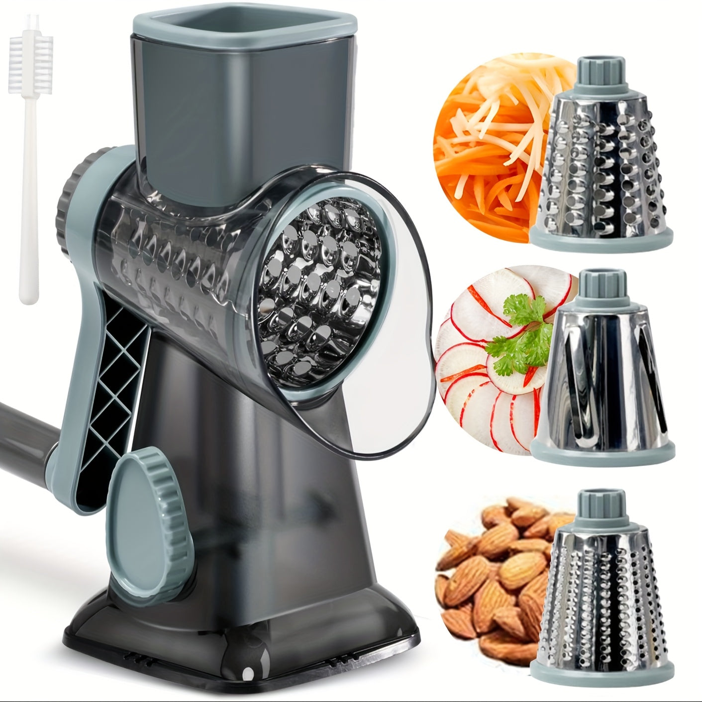 3in1 Rotary Food Slicer Chopper  Grater  MultiFunction Vegetable Shredder for Meal Prep