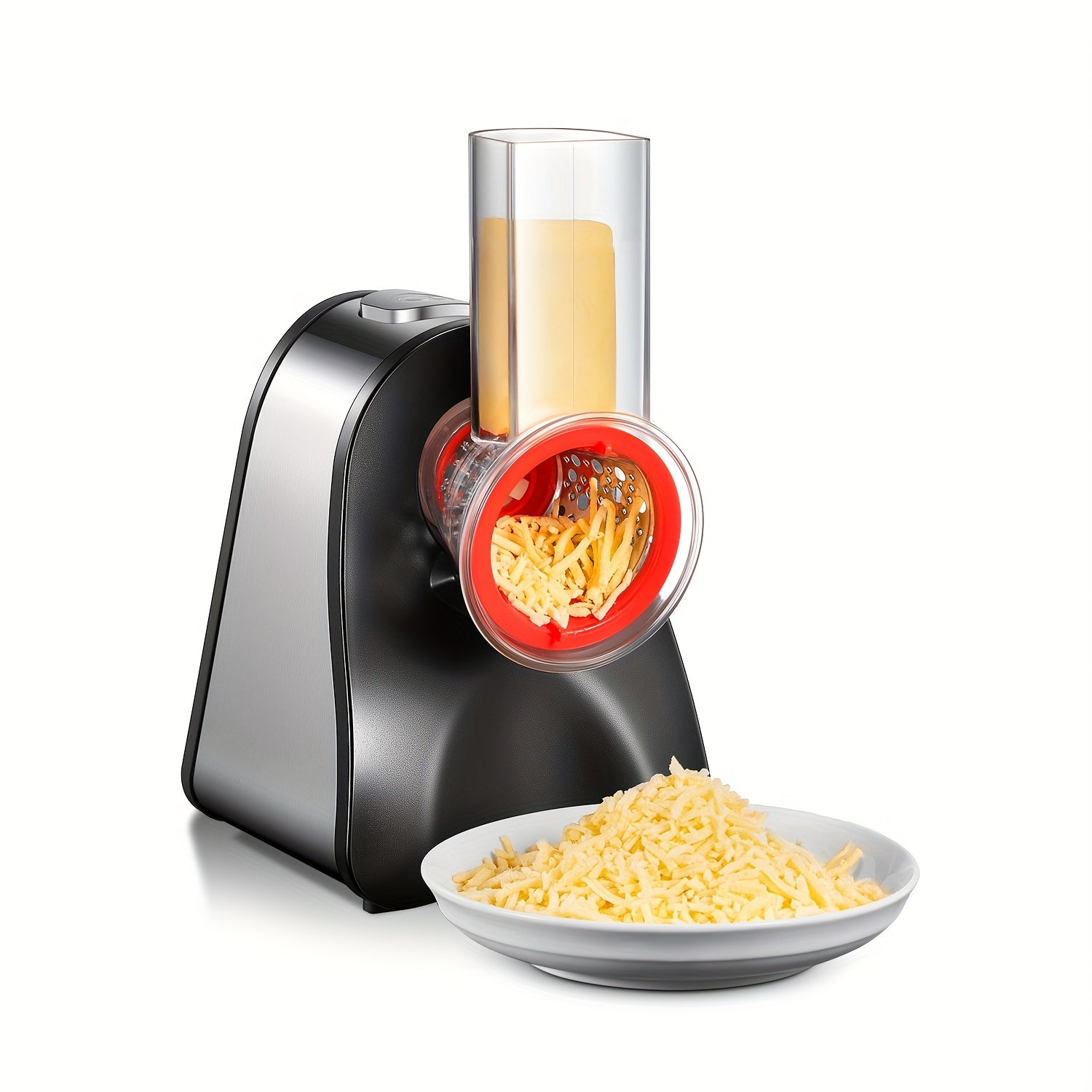 4in1 Electric Cheese Grater Salad Shooter OneTouch Control Electric Slicer Shredder 150W Cheese Shredder for Home Kitchen Use Safety Push Bar Cheese Grater Electric for Zucchini Cheese Vegetables