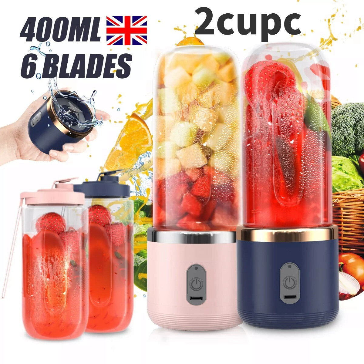 Rechargeable Portable Blender  Electric Fruit Juice Smoothie Maker