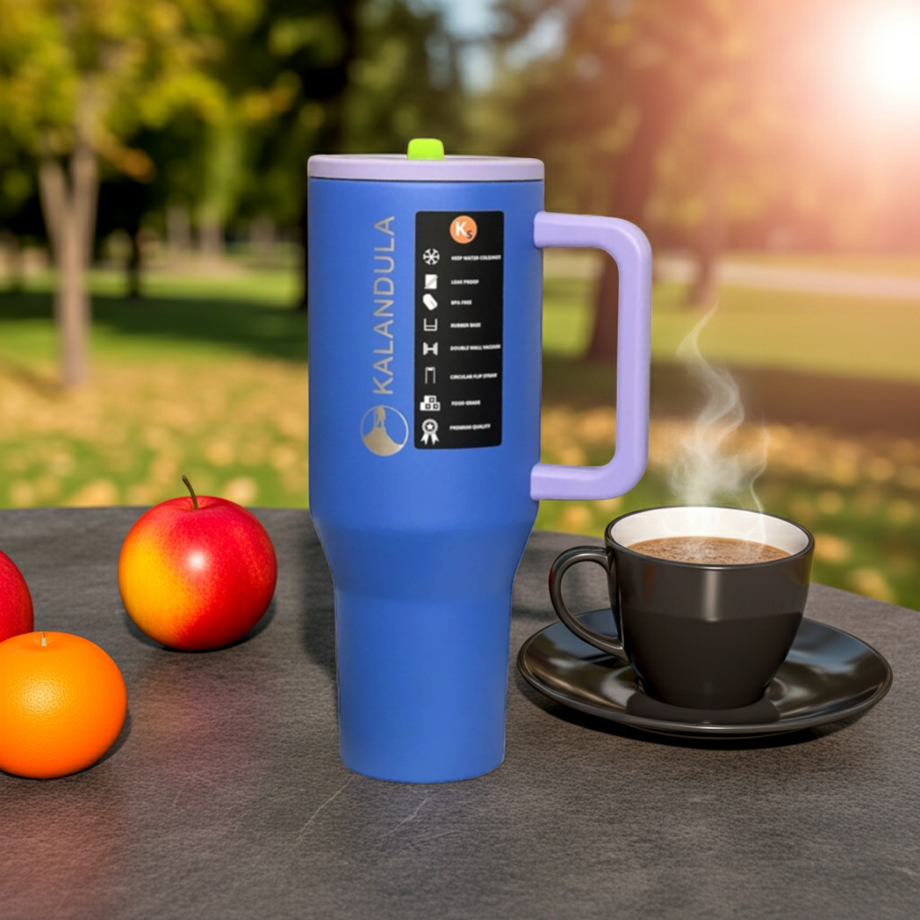 1.3 Kalandula Steel Flip Straw Tumbler 1.2L Leakproof Cup Hot and Cold Drinks