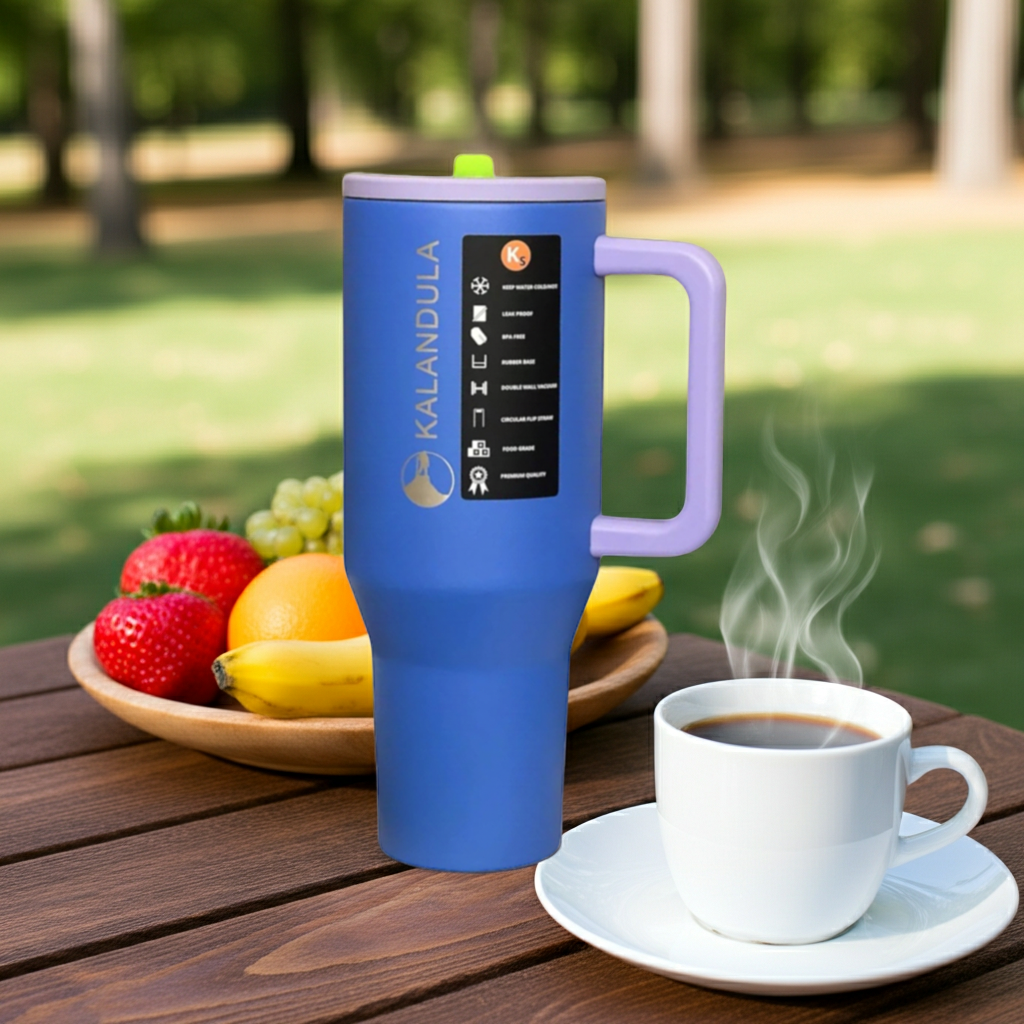 1.3 Kalandula Steel Flip Straw Tumbler 1.2L Leakproof Cup Hot and Cold Drinks