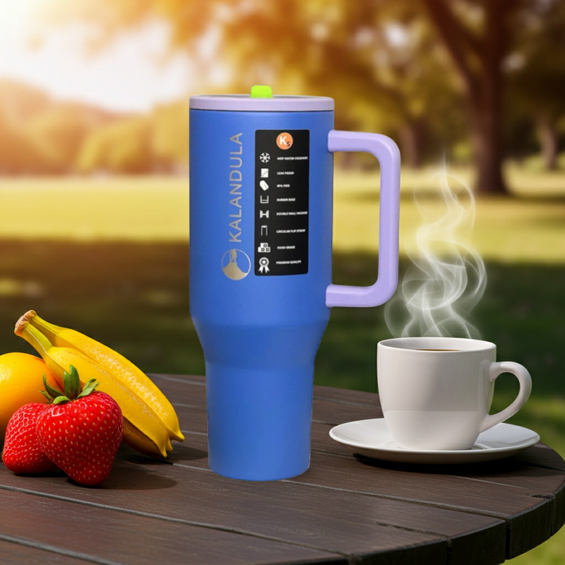 1.3 Kalandula Steel Flip Straw Tumbler 1.2L Leakproof Cup Hot and Cold Drinks