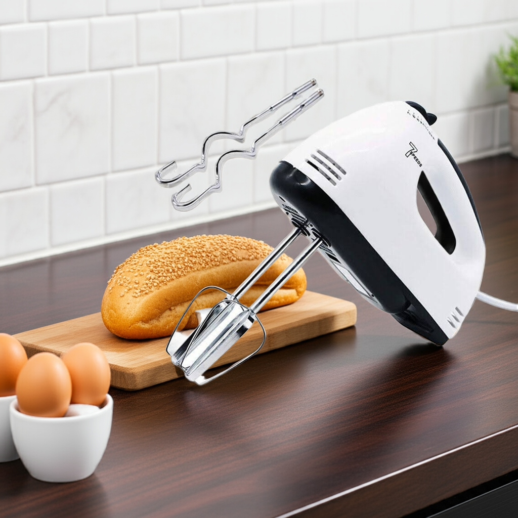 7-Speed Electric Handheld Mixer with attachments for Whisking Mixing
