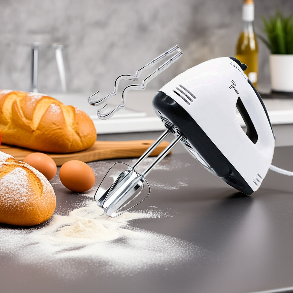 7-Speed Electric Handheld Mixer with attachments for Whisking Mixing
