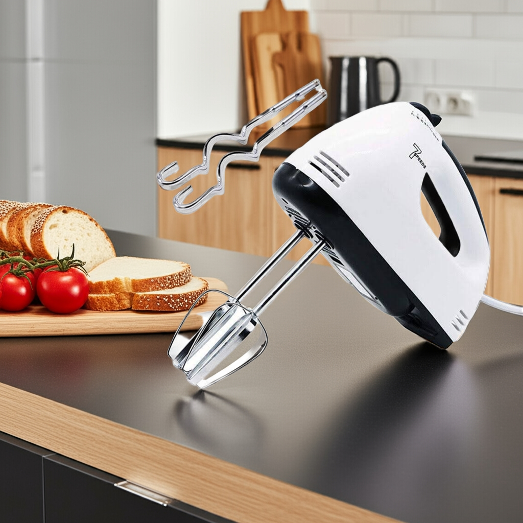 7-Speed Electric Handheld Mixer with attachments for Whisking Mixing